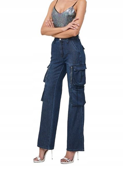 GUESS JEANSY Z KIESZENIAMI W CIEMNYM DENIMIE 27 2DA
