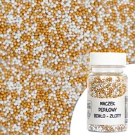Dodatki do ciast w proszku - Posypka cukrowa MACZEK PERŁOWY BIAŁO-ZŁOTY Sweet Decor, 50 g - miniaturka - grafika 1