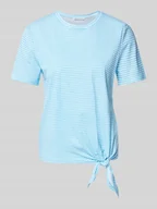 Koszulki i topy damskie - T-shirt o kroju regular fit z wiązanym detalem - miniaturka - grafika 1