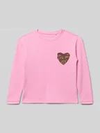Koszulki dla dziewczynek - Bluzka o kroju regular fit z długim rękawem i wyhaftowanym motywem - miniaturka - grafika 1