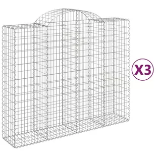 vidaXL Kosze gabionowe, 3 szt, 200x50x160/180 cm, galwanizowane żelazo - Ogrodzenia - miniaturka - grafika 3