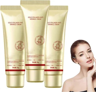 Unbrand Gold Collagen przeciwzmarszczkowy krem nawilżający, nawilża, redukuje drobne linie, działa przeciwstarzeniowo 3pcs - Kremy do twarzy - miniaturka - grafika 1