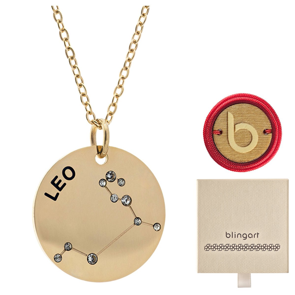 Naszyjnik damski pozłacany znak zodiaku lew stal chirurgiczna BLINGART