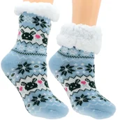 Skarpetki dla dzieci - Ciepłe dziecięce Skarpetki Zimowe Z MISIEM ANTYPOŚLIZGOWE 27-31 - miniaturka - grafika 1