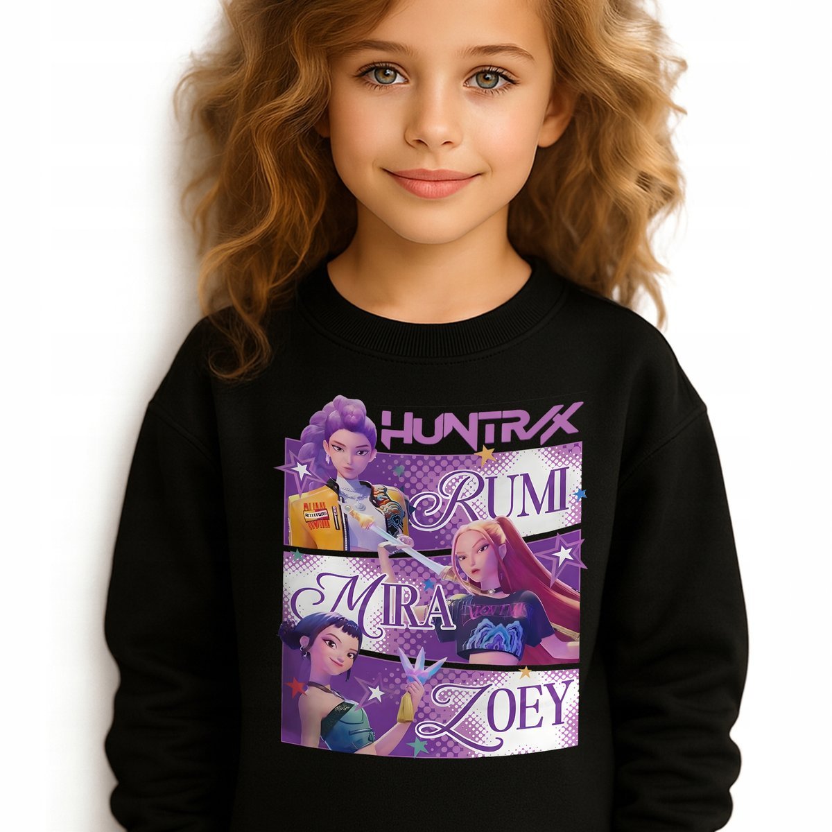 Bluza Dziecięca Czarna ŁOWCZYNIE DEMONÓW K-pop Muzyka Wzory Rozmiar 116 cm
