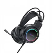 Słuchawki - Yesido EK05 RGB USB + Mikrofon, BLACK / CZARNY - miniaturka - grafika 1