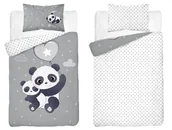 Pościel dla dzieci - Pościel bambusowa dziecięca 90x120 szara z białymi akcentami i pandami Baby Bamboo - miniaturka - grafika 1