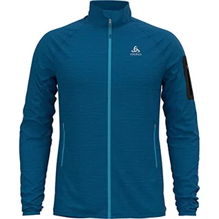 Kurtki męskie - Odlo Męska kurtka polarowa Midlayer Full Zip Steam niebieski Mykonos Blue Melange XXL 541912 - grafika 1