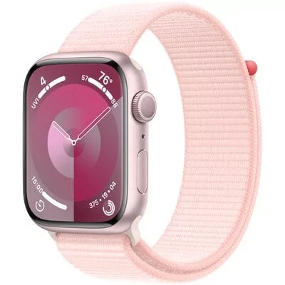 APPLE Watch 9 GPS 45mm koperta z aluminium (różowy) + opaska sportowa (różowy) 