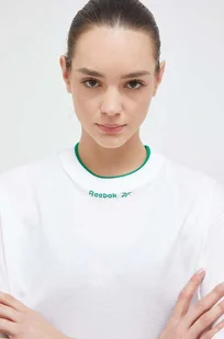 Reebok t-shirt bawełniany kolor biały - Koszulki sportowe damskie - miniaturka - grafika 1