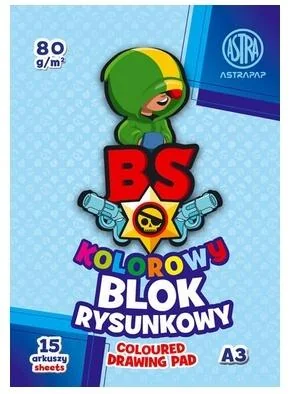 Blok kolorowy barwiony A3 80g 15 arkuszy 10 sztuk ASTRA