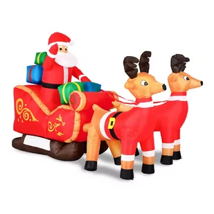 Mikołaj na sankach renifery dmuchany samopompujący LED - Ozdoby bożonarodzeniowe - miniaturka - grafika 1
