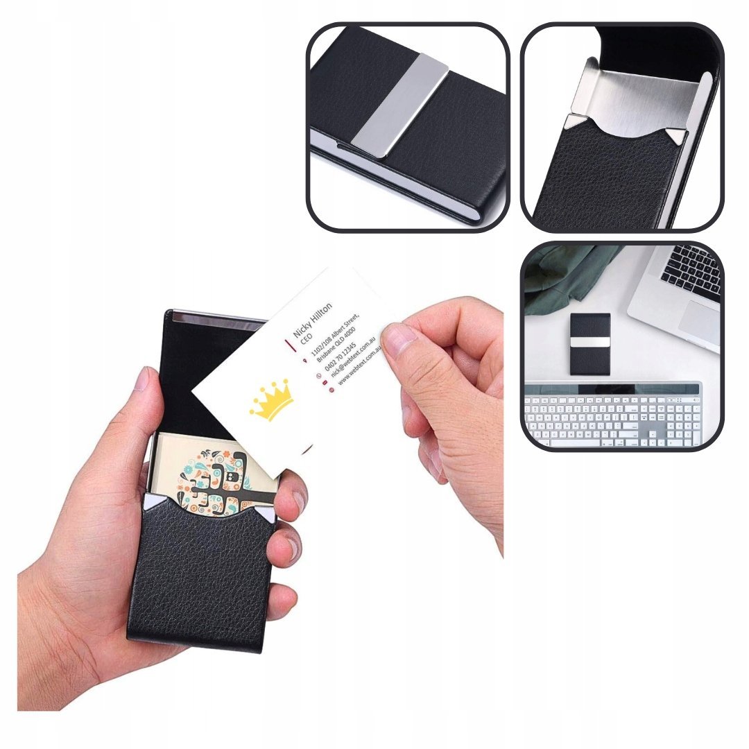 ETUI NA KARTY ZE SKÓRY PU - PORTFEL DO TOREBKI - NA WIZYTÓWKI FUTERAŁ LEKKI