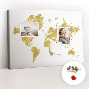 Szkolna Tablica korkowa 60x40 cm, Kolorowe Pinezki, wzór Złota mapa świata - Tablice i flipcharty - miniaturka - grafika 1