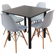 Meble do sypialni - Zestaw stół Lugano 80 czarny i 4 krzesła Milano szare - miniaturka - grafika 1