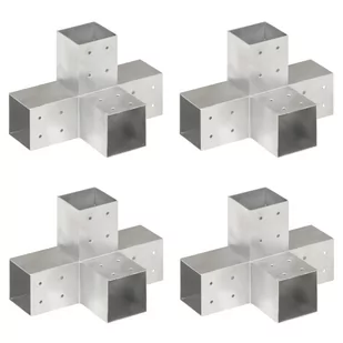 vidaXL Łączniki do słupków w kształcie X, 4 szt., metalowe, 81x81 mm - Akcesoria do ogrodzeń - miniaturka - grafika 1