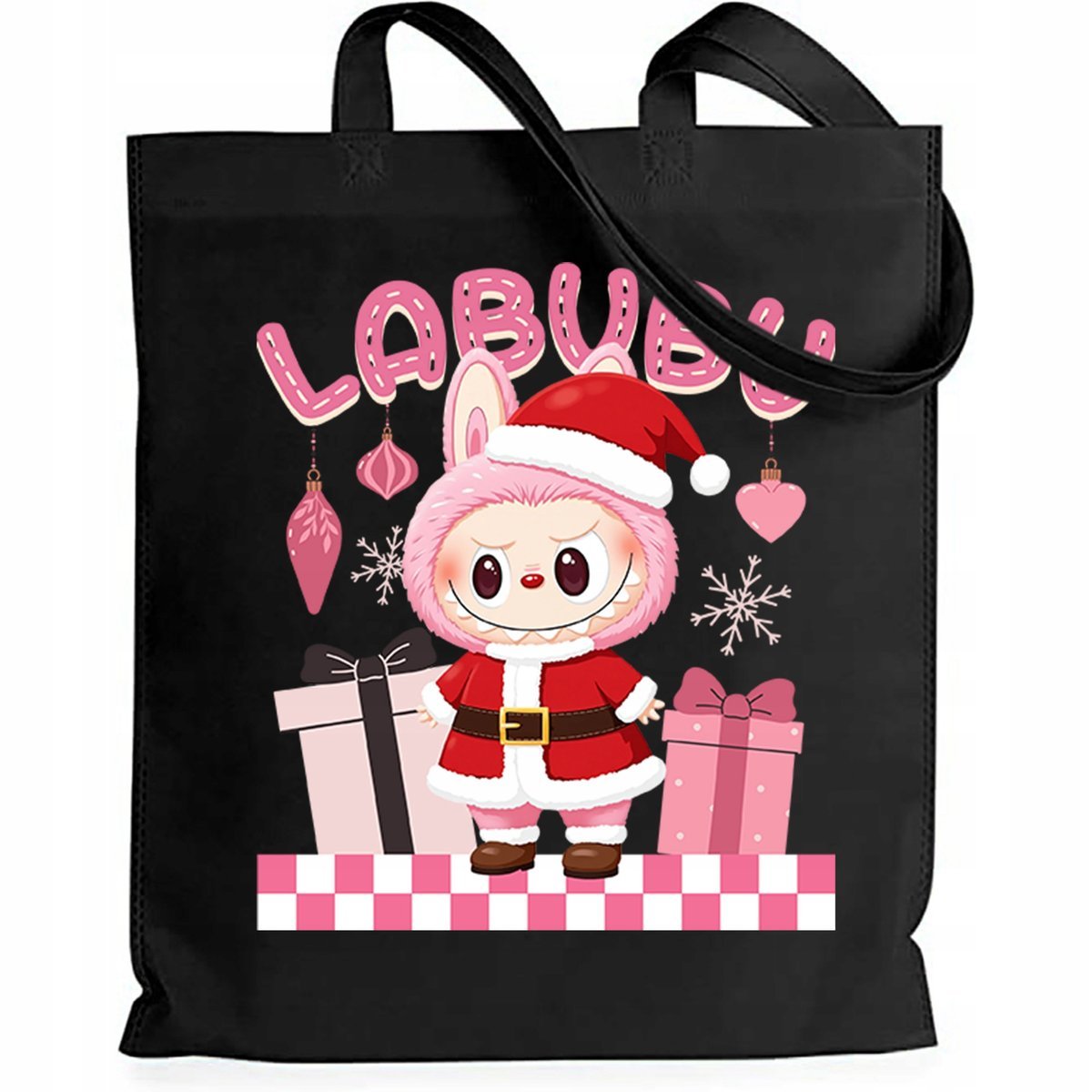 Torba EKO Czarna Shopper MIKOŁAJ Prezent Na Święta Mikołajki Wzory