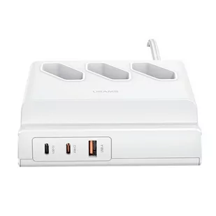 USAMS Listwa zasilająca 65W Super Si Fast Charging USB Extension Socket EU biały/white CC160TC01 (US-CC160) - Moduły wifi i przekaźniki sygnału - miniaturka - grafika 1