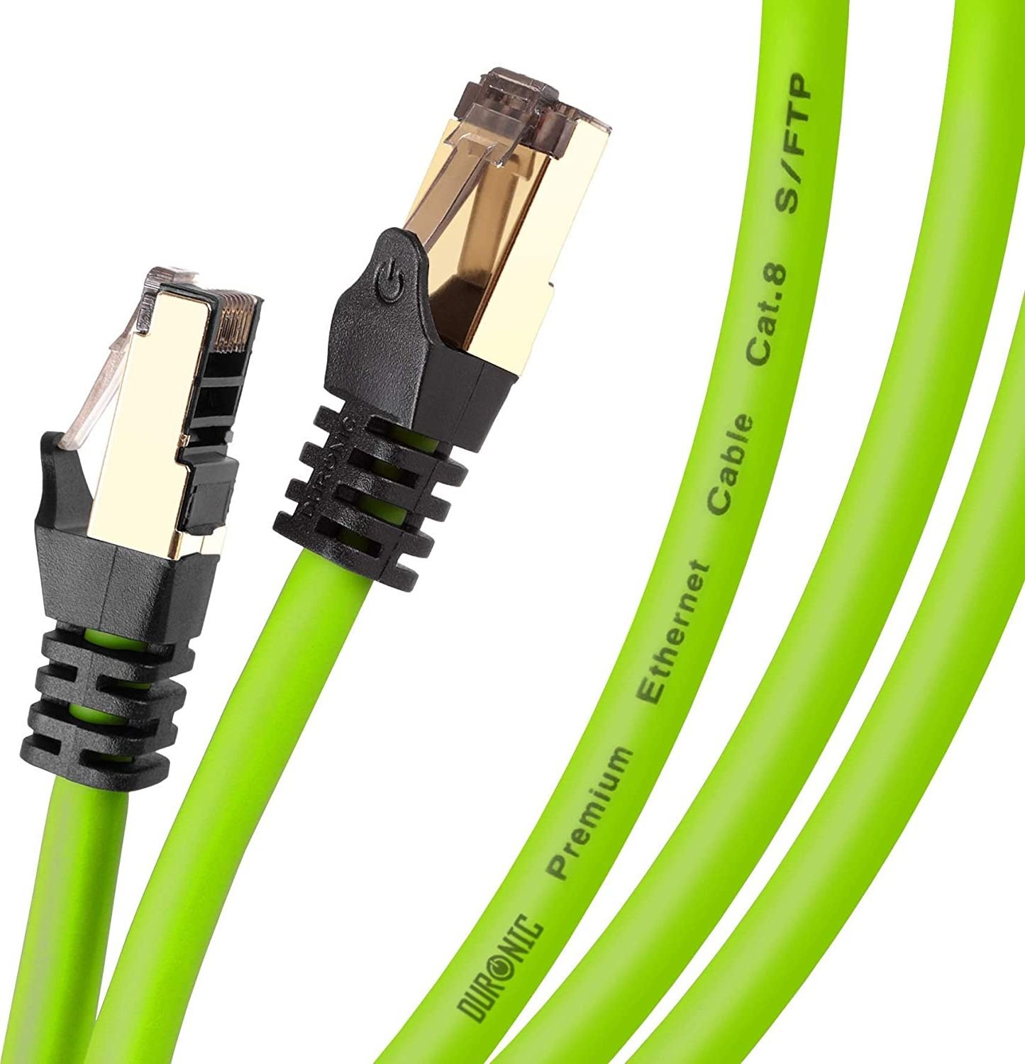 Duronic Duronic CAT8 1 m Kabel sieciowy LAN S/FTP zielony transmisja 40GB skrętka ethernet pachcord