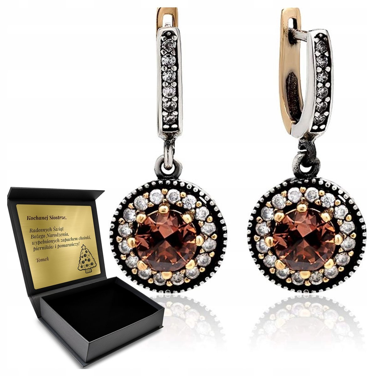 Kolczyki Srebrne Okrągłe Delikatne Piękny Kamień Zmieniający Kolor Grawer