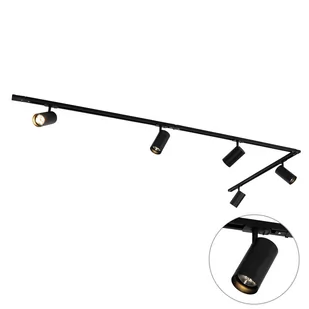 QAZQA Nowoczesny system szynowy 1-fazowy z 5 reflektorami AR70 czarny - Jeana Luxe - Lampy sufitowe - miniaturka - grafika 1