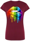 Koszulki i topy damskie - T-Shirt Damski Kolorowe Usta Modny Rozm.XL - miniaturka - grafika 1