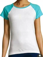 Bluzki damskie - T SHIRT BLUZKA KOSZULKA DAMSKA XL BIAŁA Z LAZUREM BAWEŁNA SOL'S - miniaturka - grafika 1