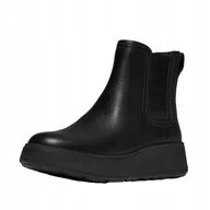 Botki damskie - FITFLOP CZARNE BOTKI Z SKÓRY NATURALNEJ Z ELASTYCZNYMI WSTAWKAMI 42 6AA - miniaturka - grafika 1