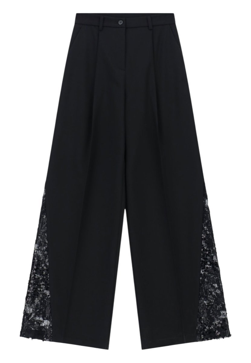 spodnie palazzo z dettagli in paillettes laterali kobieta Imperial