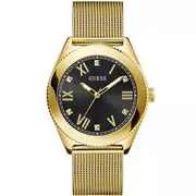 Zegarki męskie - Złoty zegarek Guess Noble z czarną tarczą GW0495G2 - miniaturka - grafika 1