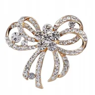 Broszki - PINETS broszka KOKARDA kolor złoty z cyrkoniami - miniaturka - grafika 1