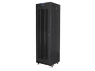 Szafy rack - Szafa instalacyjna rack stojąca 19" 42u 600x600 lcd drzwi perforowane czarna lanberg (flat pack) v2 FF01-6642-23BL - miniaturka - grafika 1