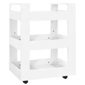 Wózki kuchenne - Biały drewniany wózek kuchenny na kółkach H0-C86 - miniaturka - grafika 1