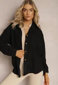 Koszule damskie - Czarna Koszula ze Sztruksowego Materiału na Guziczki Rhiawen - miniaturka - grafika 1