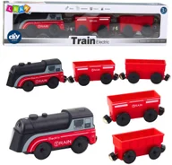 Pociągi dla dzieci - Mini Pociąg Elektryczny Na Magnes Lokomotywa 2 Wagony Czerwony - miniaturka - grafika 1