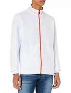 Bluzy męskie - BOSS Męska bluza Skaz 1 z haftem z logo w kontrastowym kolorze i zamkiem błyskawicznym, White100, S - miniaturka - grafika 1