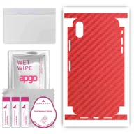 Szkła hartowane na telefon - Folia naklejka skórka strukturalna na TYŁ+BOKI do Apple iPhone XS -  Carbon Czerwony - apgo SKINS - miniaturka - grafika 1