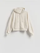 Bluzy damskie - Reserved - Rozpinana bluza z modalem - beżowy - miniaturka - grafika 1