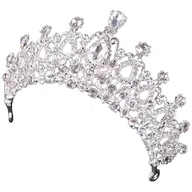 Dodatki do strojów karnawałowych - Tiara ozdoba ślubna do włosów, srebrna - miniaturka - grafika 1