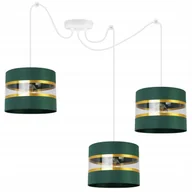 Lampy sufitowe - Lampa sufitowa wisząca Spider Elegance Gold boho 3xE27 abażur walec biało/zielony Light Home LH - miniaturka - grafika 1