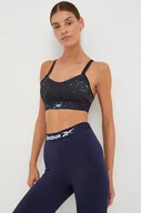 Bielizna sportowa damska - Reebok biustonosz sportowy Lux kolor czarny wzorzysty - miniaturka - grafika 1