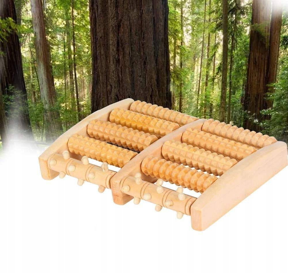 MASAŻER STÓP DREWNIANY MASAŻ ROLLER DO MASAŻU WAŁEK DWURZĘDOWY AKUPRESURA