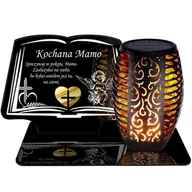 Lampiony i znicze - ZNICZ SOLARNY LED WIECZNY PODSTAWKA NA CMENTARZ GRÓB Księga EFEKT PŁOMIENIA DLA MAMY - miniaturka - grafika 1