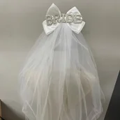 Inne - TEMU Elegancki dodatek do włosów "Bride to Be" z kokardą - wysokiej jakości dodatek z poliestru dla panny młodej na wesela i wieczory panieńskie - - miniaturka - grafika 1