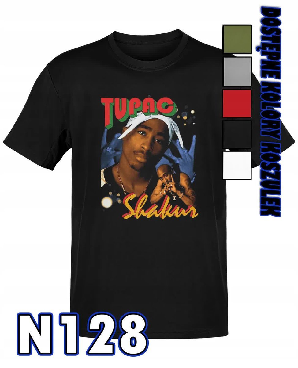 Koszulka Męska Z Nadrukiem Prezent Fana Raper Muzyka Tupac Różne Wzory - M