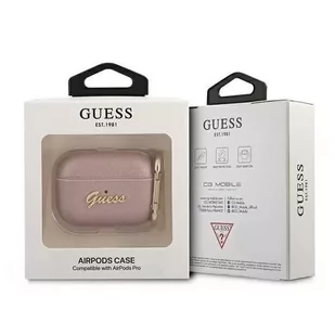 Guess GUAPSASMP AirPods Pro cover różowy/pink Saffiano Script Metal Collection - Akcesoria do słuchawek - miniaturka - grafika 3
