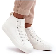 Trampki damskie - BUTY TRAMPKI damskie BIG STAR MM274017 białe za kostkę skóra ekologiczna 39 biały r.39 - miniaturka - grafika 1