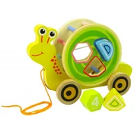 Sortery dla dzieci - Import LEANToys Ślimak Żółty Do Ciągnięcia Na Kółkach Sorter Klocki Drewniane LT-10168-0 - miniaturka - grafika 1