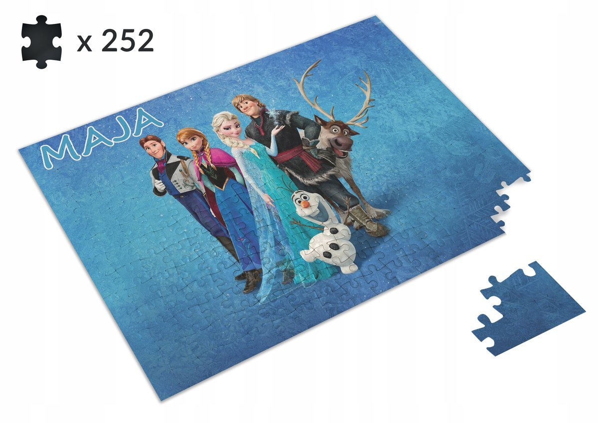 Puzzle + IMIĘ pudełko Kraina Lodu Frozen Elsa 252e