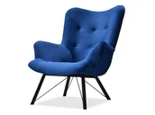 Fotele - Tapicerowany Fotel Do Wypoczynku Dalton Granatowy Velvet - Czarne Nogi - miniaturka - grafika 1